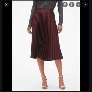 Satin Sheen Pleated Midi Skirt